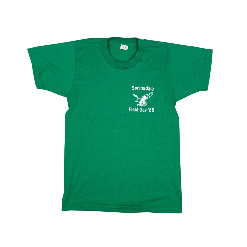 Vtg Springdale Field Day T-Shirt Youth‎ Large 14-16 Green 1988 USA Single Stitch